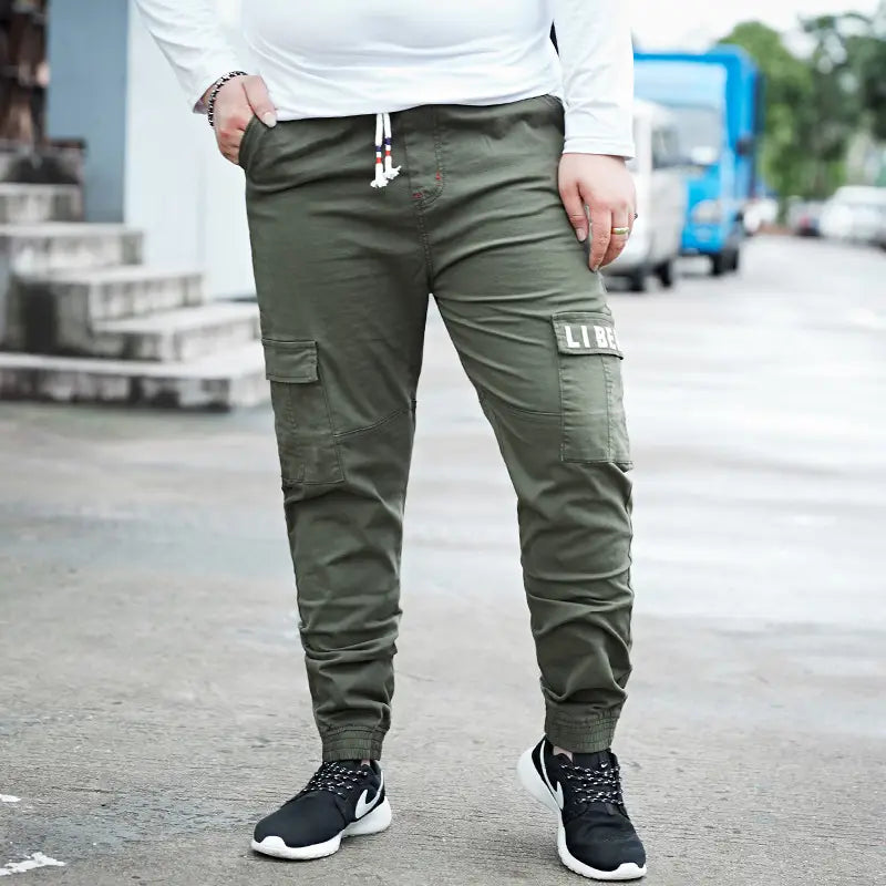 Four seasons elastic elastic elastic waist corset pants for men