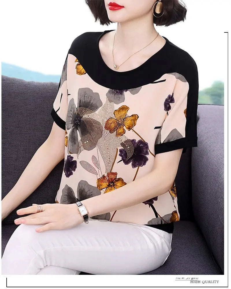 Women’s Short-sleeved T-shirt Loose Slimming Top
