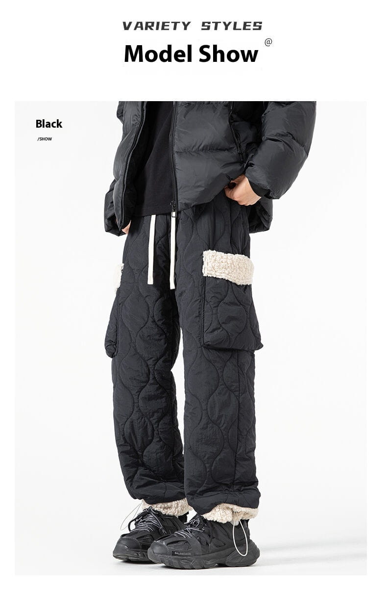 Men’s Quilted Casual Pants Thickened Cold Protection Ski Pants