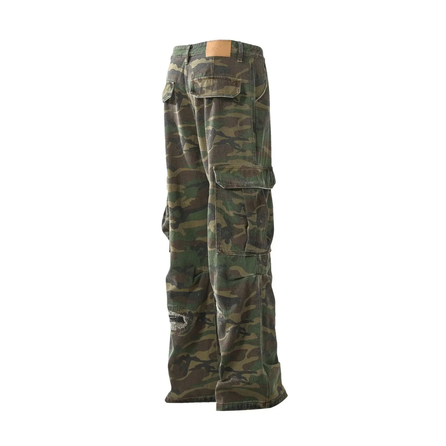 Retro Tattered Jeans Personalized Camouflage Workwear Casual Pants