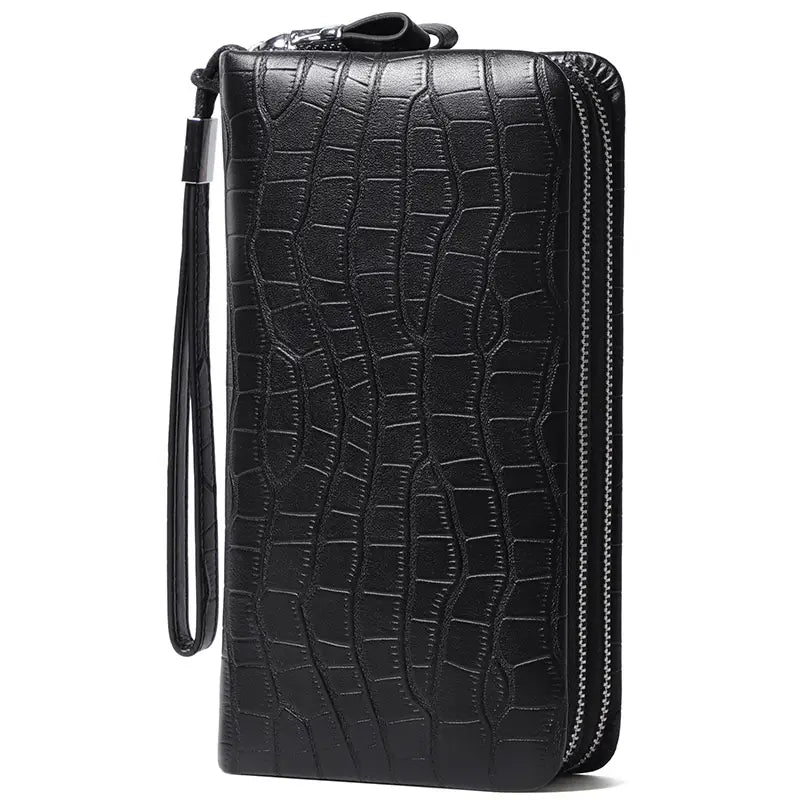 Men’s Leather Long Zipper Multiple Card Slots Wallet