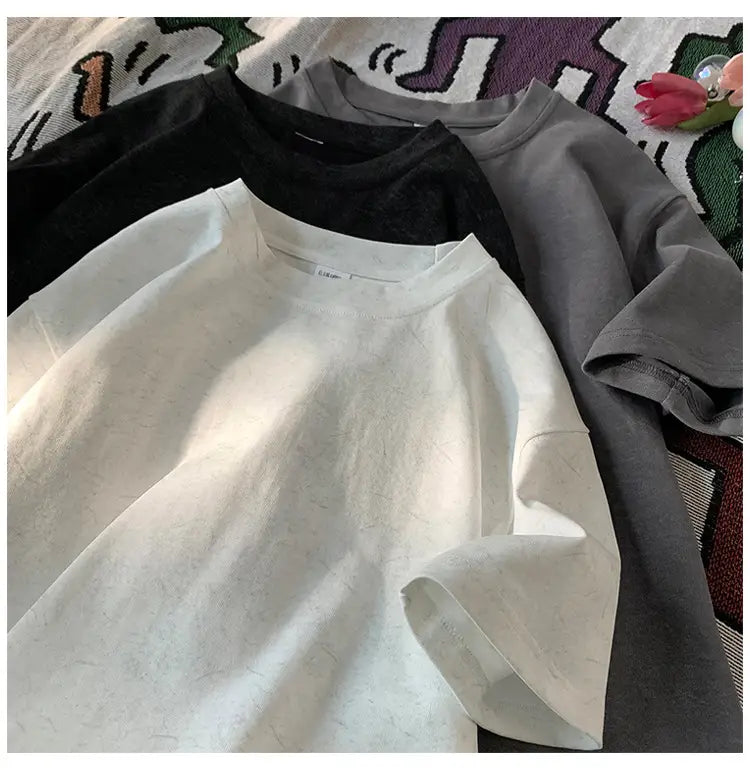Stone Washed Ice-feeling Tencel Cotton Ice Silk Short Sleeve T-shirt
