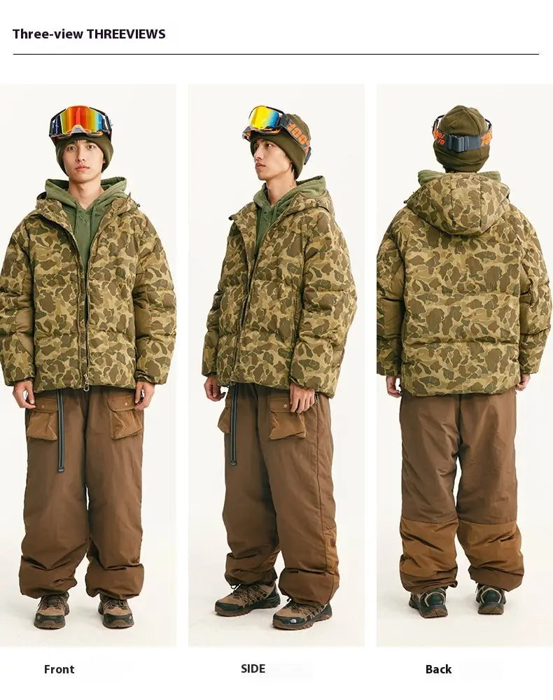Winter Camouflage White Duck Down Three-proof Warm Coat For Women