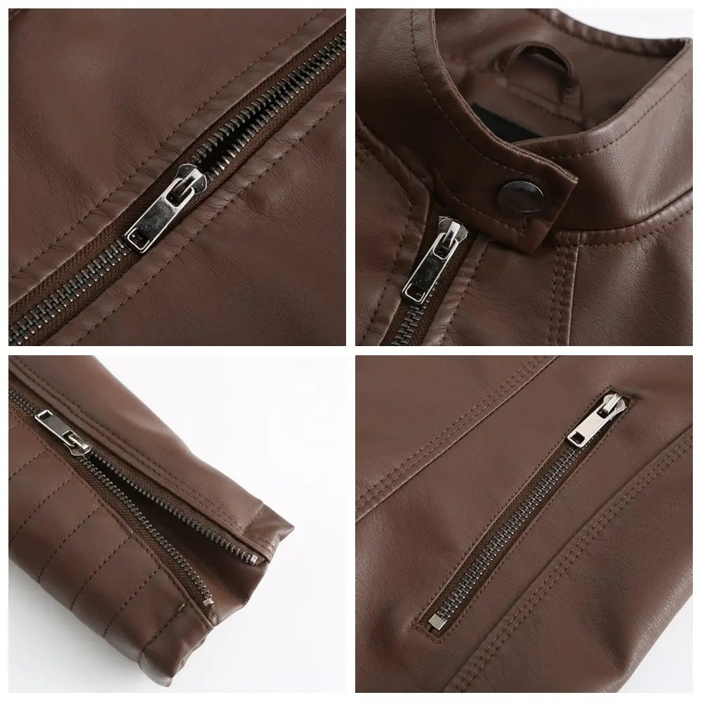 Women’s Leather Thin Motorcycle Clothing Short Chic Women’s Jacket
