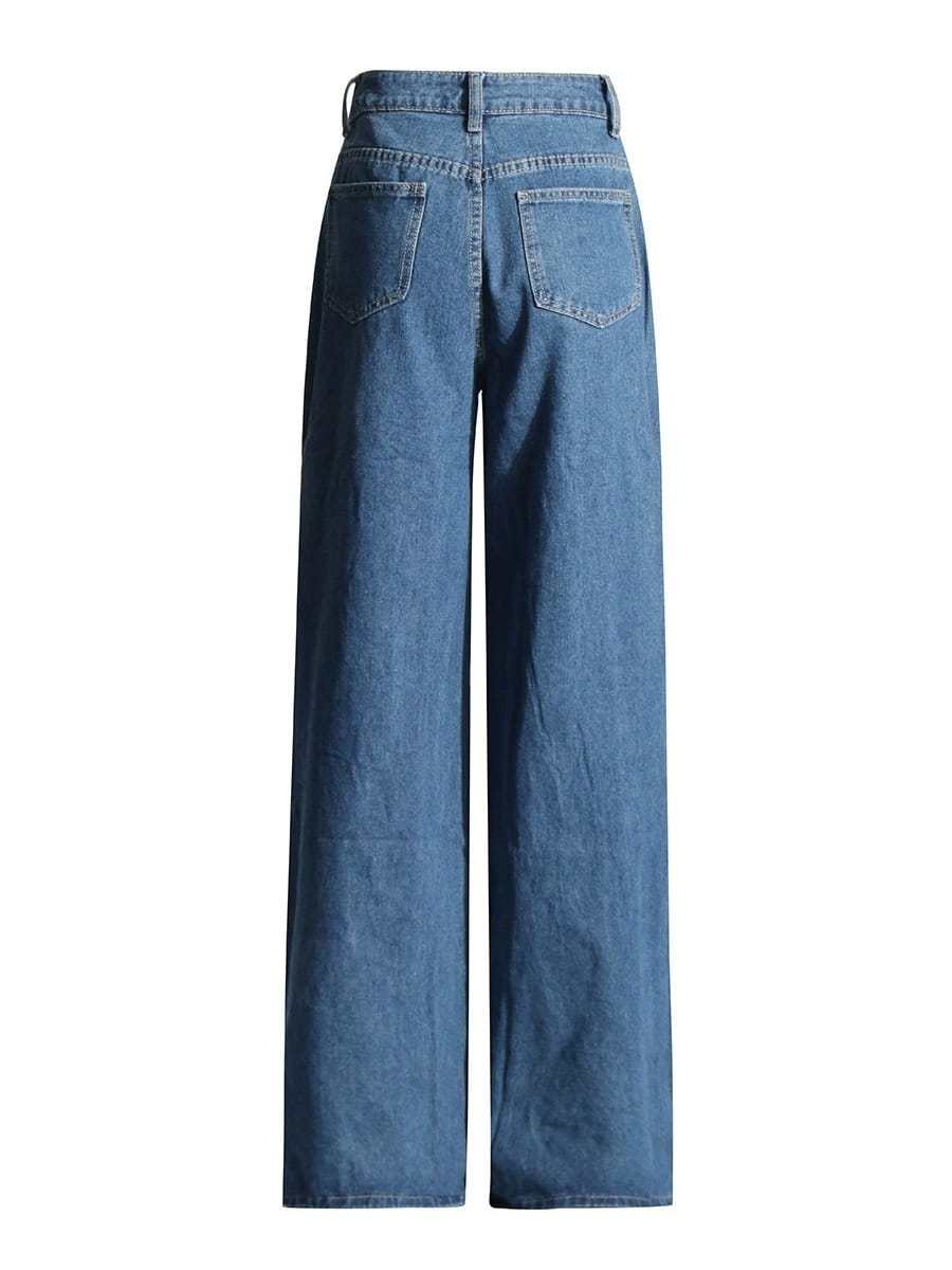High Waist Hollowed Heart Shape Wide Leg Jeans