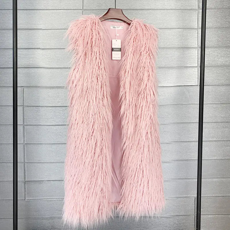 Long Beach Wool Fur Vest Warm Vest Women’s Vest Coat