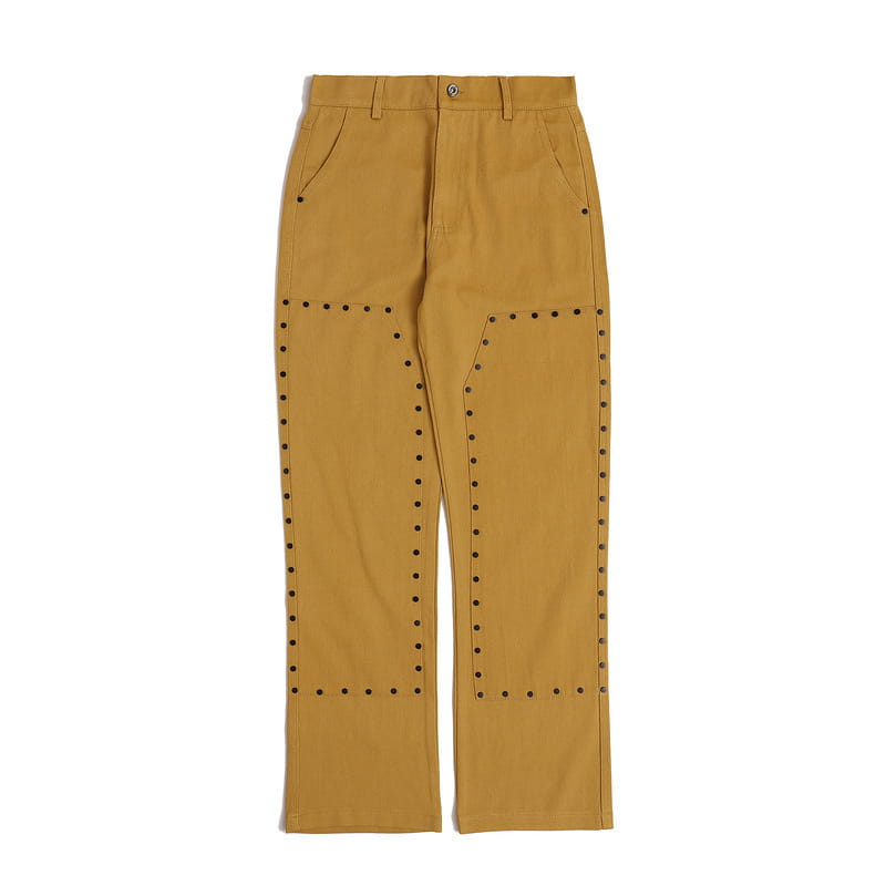 Solid Color Rivets Overalls Europe And America Retro Casual Pants
