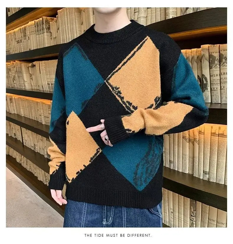 Casual Autumn And Winter Thickened Sweater Men’s Round Neck Lazy Trendy Bottoming Shirt