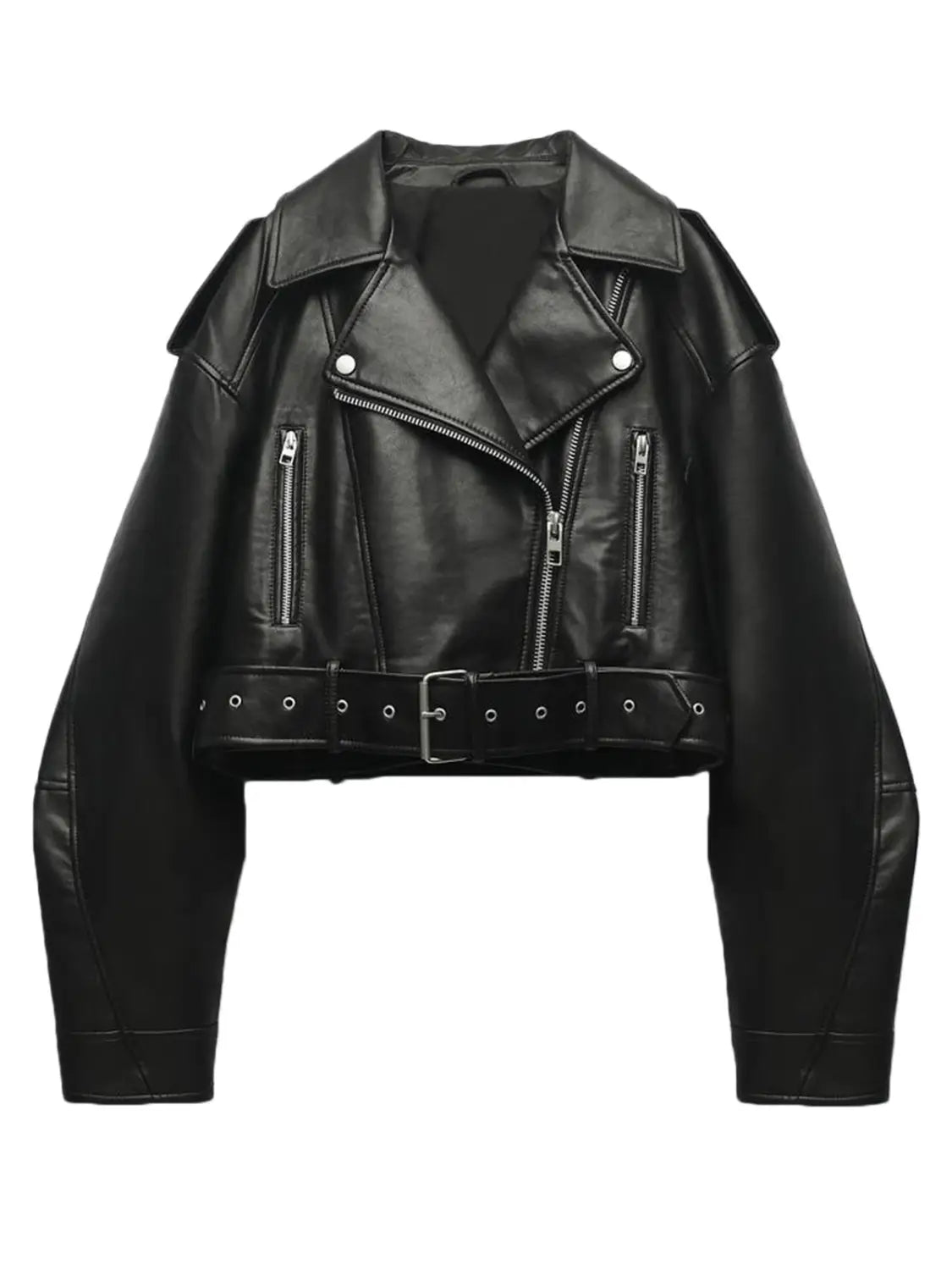 Fashionable Washed Faux Leather Motorcycle PU Zipper Jacket