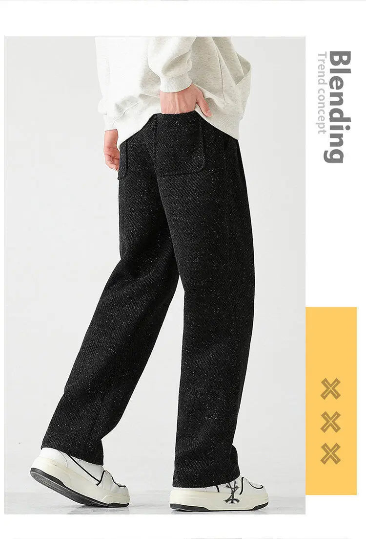 Chenille Slanted Stripe Casual Pants Men’s Loose Wide-leg Pants Silver Silk Sweatpants