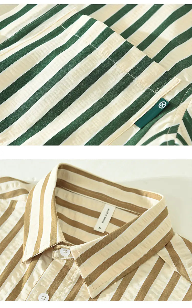 Vertical Striped Long-sleeved Shirt Loose