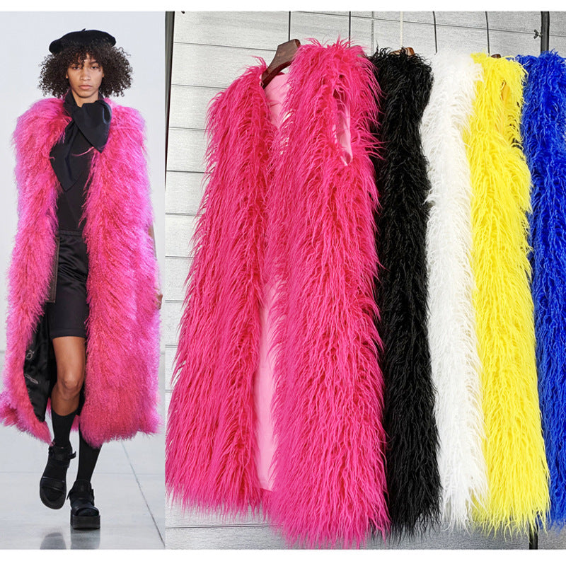 Long Beach Wool Fur Vest Warm Vest Women’s Vest Coat