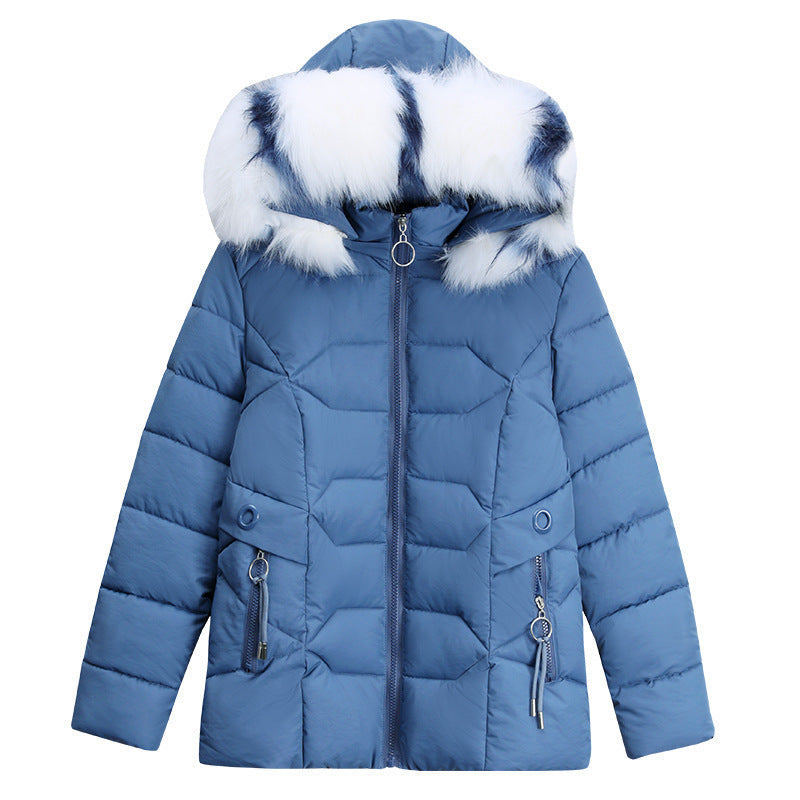 Women’s Short Detachable Large Fur Collar Cotton Coat