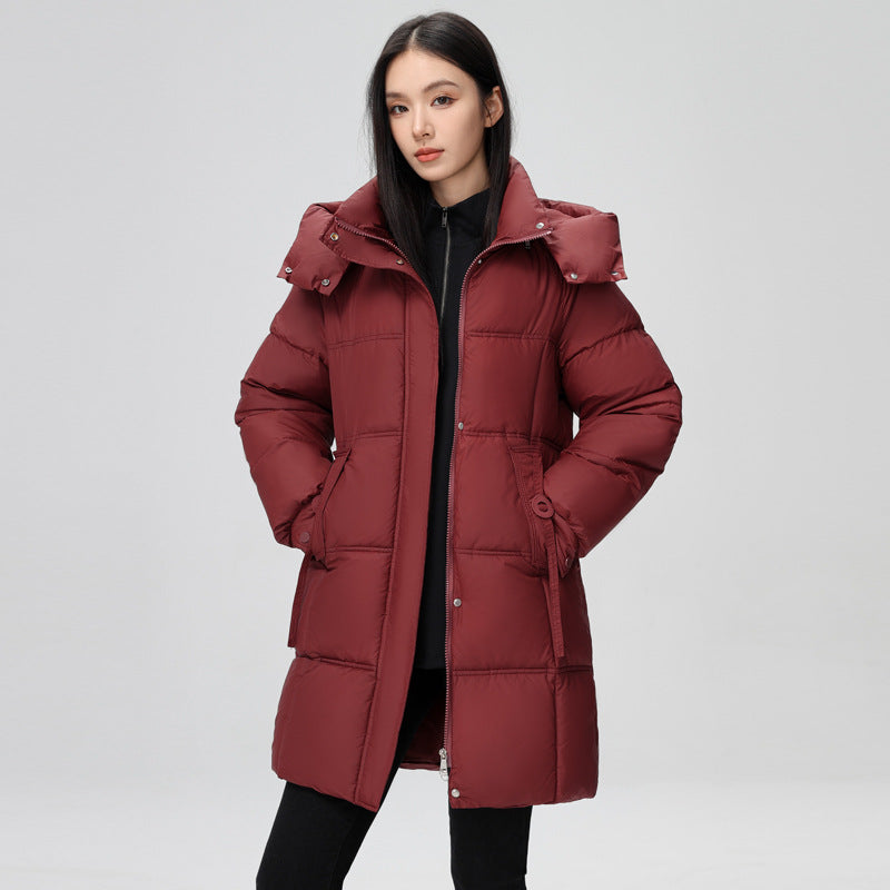 Plus Size Down Cotton-padded Coat Female New Cotton Jacket - Purplish Red / M