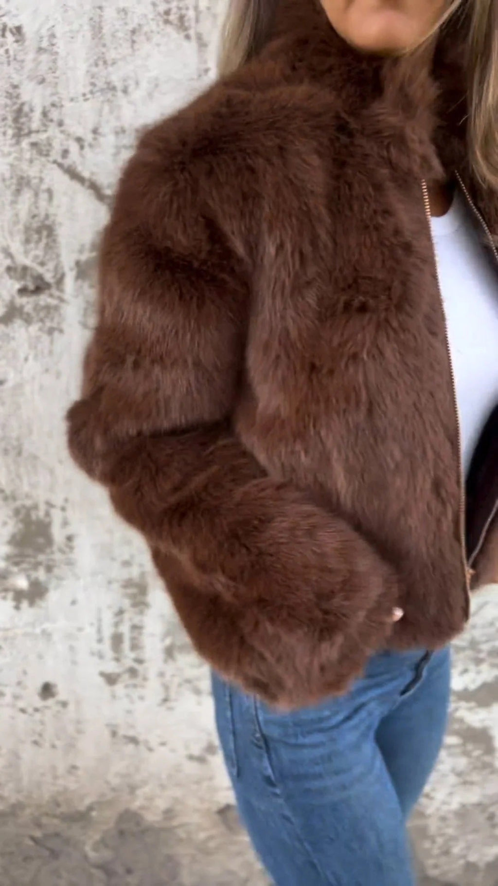 Fashion Stand Collar Plush Jacket Winter Casual Turtleneck Zipper Coat Fleece Tops Women’s Clothing