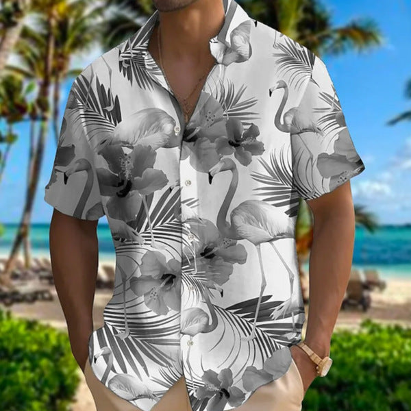 Plus Size Men’s Fashion Digital Printing Short Sleeve Shirt - Style50 / S