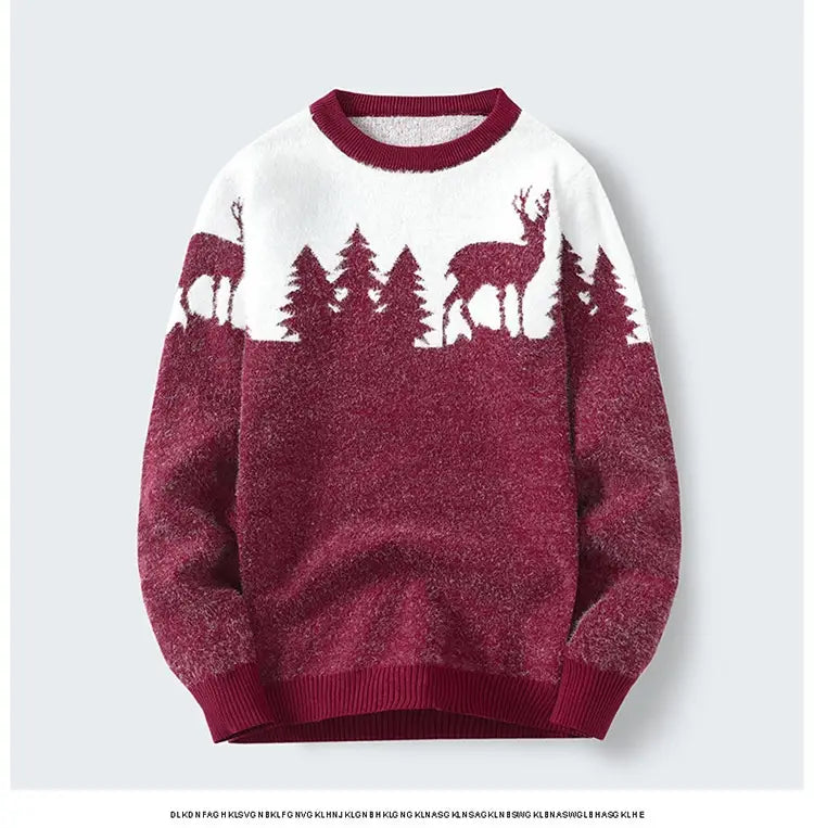 Men’s Round Neck Jacquard Pullover Sweater