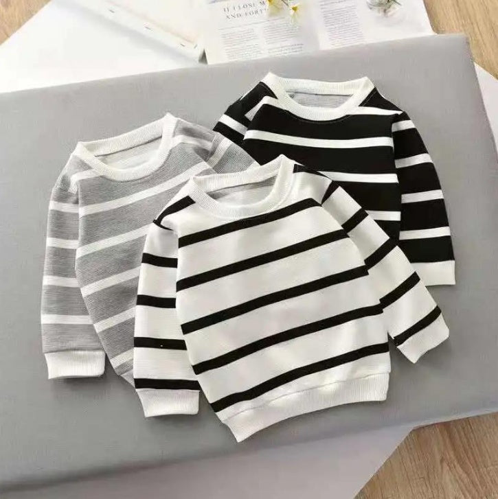 Fashion Children’s Striped Pullover Long-sleeved T-shirt