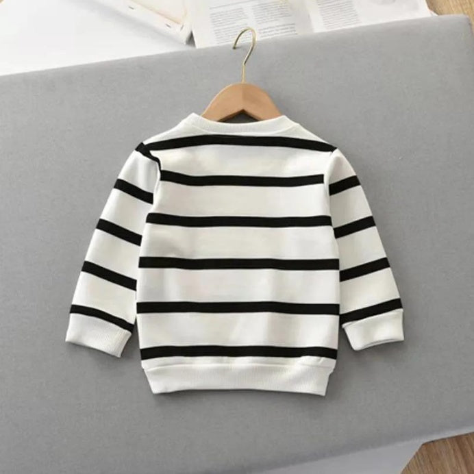 Fashion Children’s Striped Pullover Long-sleeved T-shirt - White / 90cm