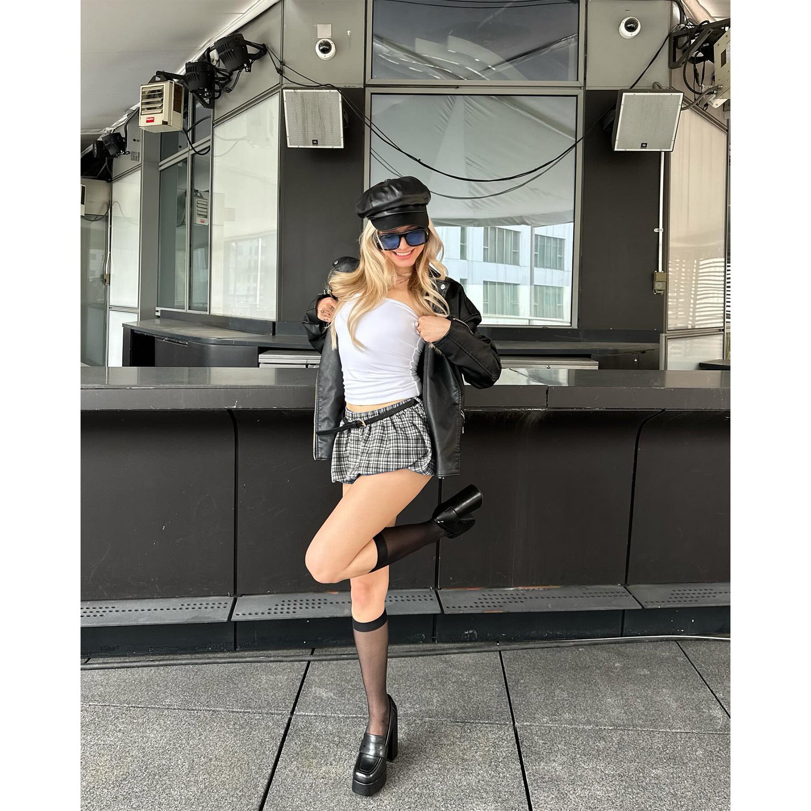 Fashion Cute Classic Plaid With Leggings
