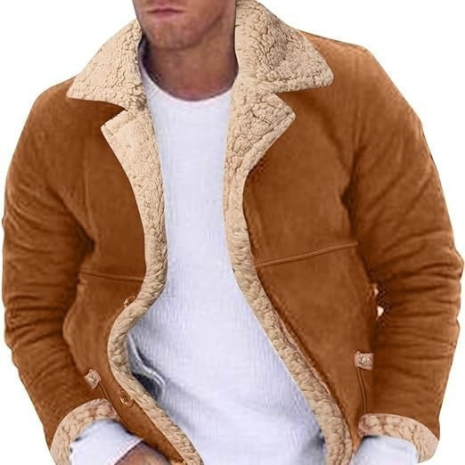Fashion Men’s Fur Integrated Fleece-lined Padded Jacket