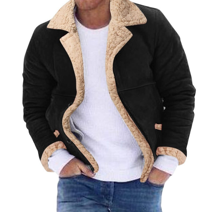 Fashion Men’s Fur Integrated Fleece-lined Padded Jacket