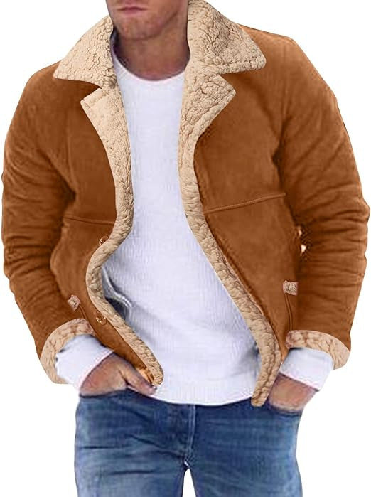 Fashion Men’s Fur Integrated Fleece-lined Padded Jacket
