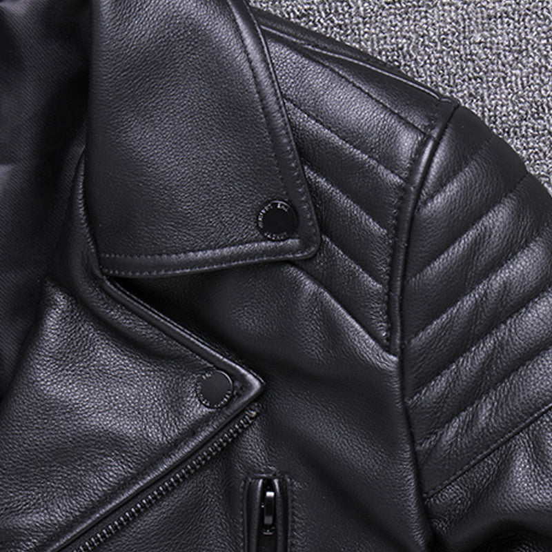 Fashion Men’s Leather Diagonal Zipper Jacket