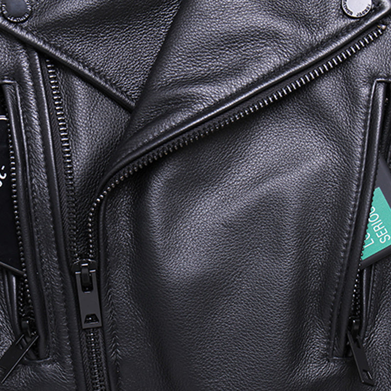 Fashion Men’s Leather Diagonal Zipper Jacket