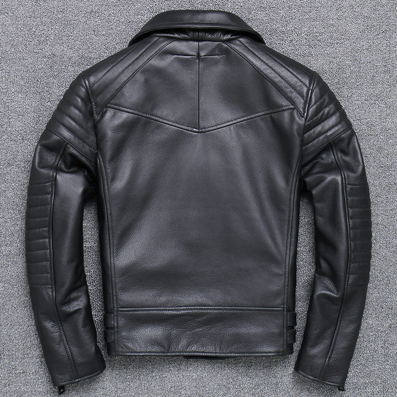 Fashion Men’s Leather Diagonal Zipper Jacket