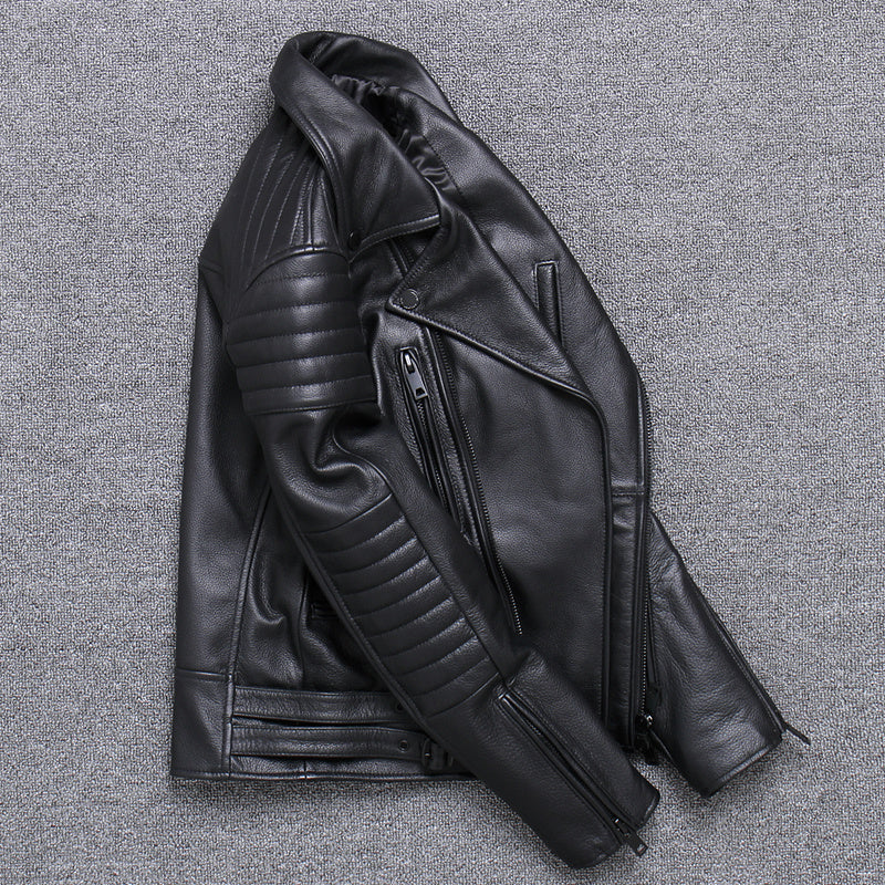Fashion Men’s Leather Diagonal Zipper Jacket