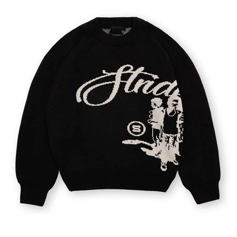 Fashion Personality Dark Gothic American Sweater - Black / M