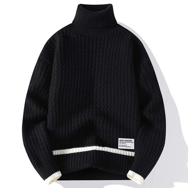 Fashion Personality New Mock Neck Sweater Men - Black / M