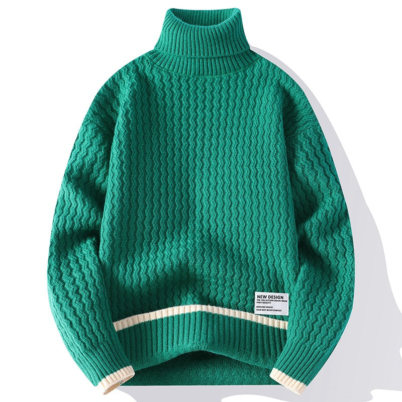 Fashion Personality New Mock Neck Sweater Men - Green / M
