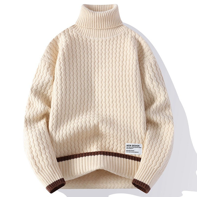 Fashion Personality New Mock Neck Sweater Men - Khaki / M