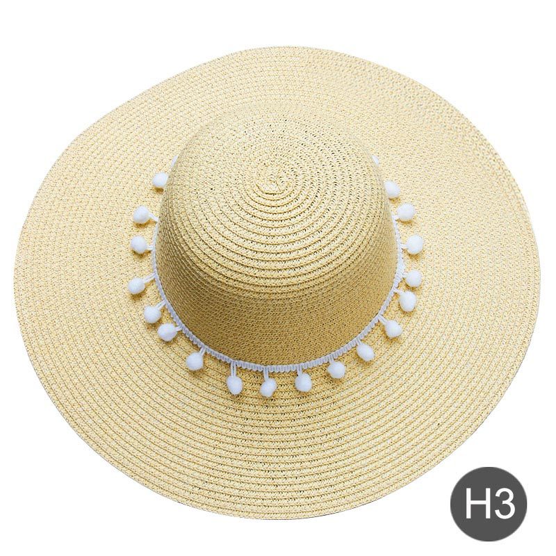 Fashion Personalized Custom Embroidery Beach Hat Your Name Text Logo Women Sun Hat Palm Straw Hat - H3 - 7