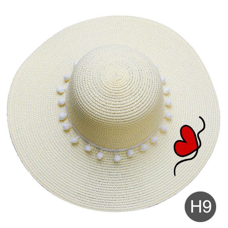 Fashion Personalized Custom Embroidery Beach Hat Your Name Text Logo Women Sun Hat Palm Straw Hat - H9 - 7