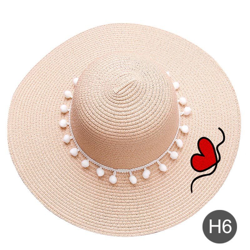 Fashion Personalized Custom Embroidery Beach Hat Your Name Text Logo Women Sun Hat Palm Straw Hat - H6 - 7