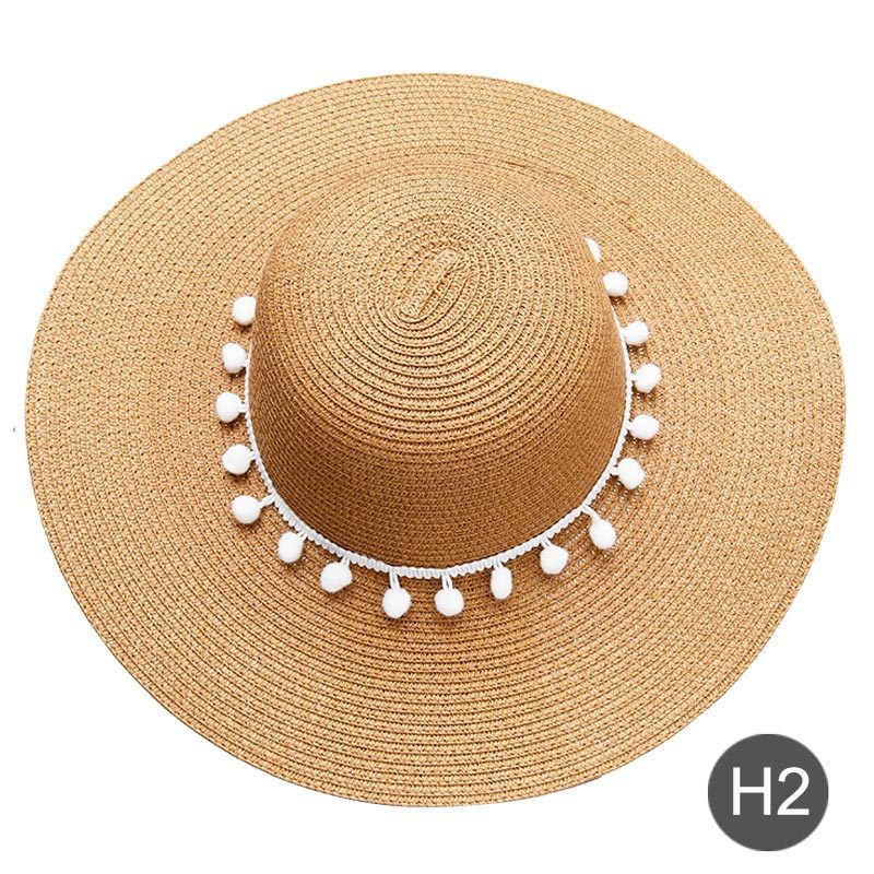 Fashion Personalized Custom Embroidery Beach Hat Your Name Text Logo Women Sun Hat Palm Straw Hat - H2 - 7
