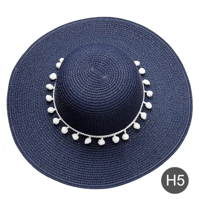 Fashion Personalized Custom Embroidery Beach Hat Your Name Text Logo Women Sun Hat Palm Straw Hat - H5 - 7