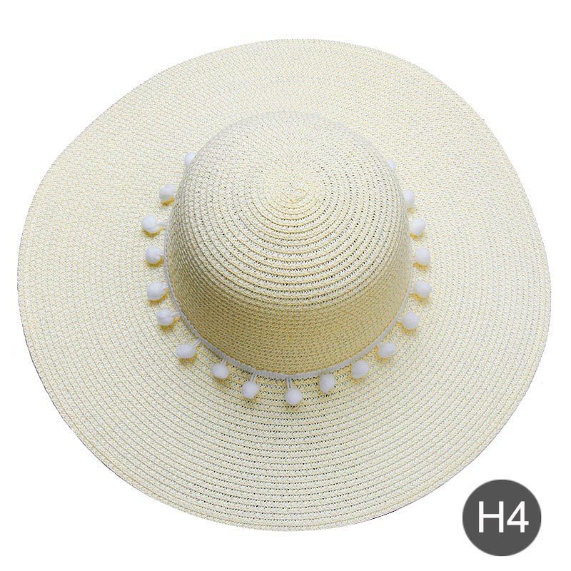 Fashion Personalized Custom Embroidery Beach Hat Your Name Text Logo Women Sun Hat Palm Straw Hat - H4 - 7