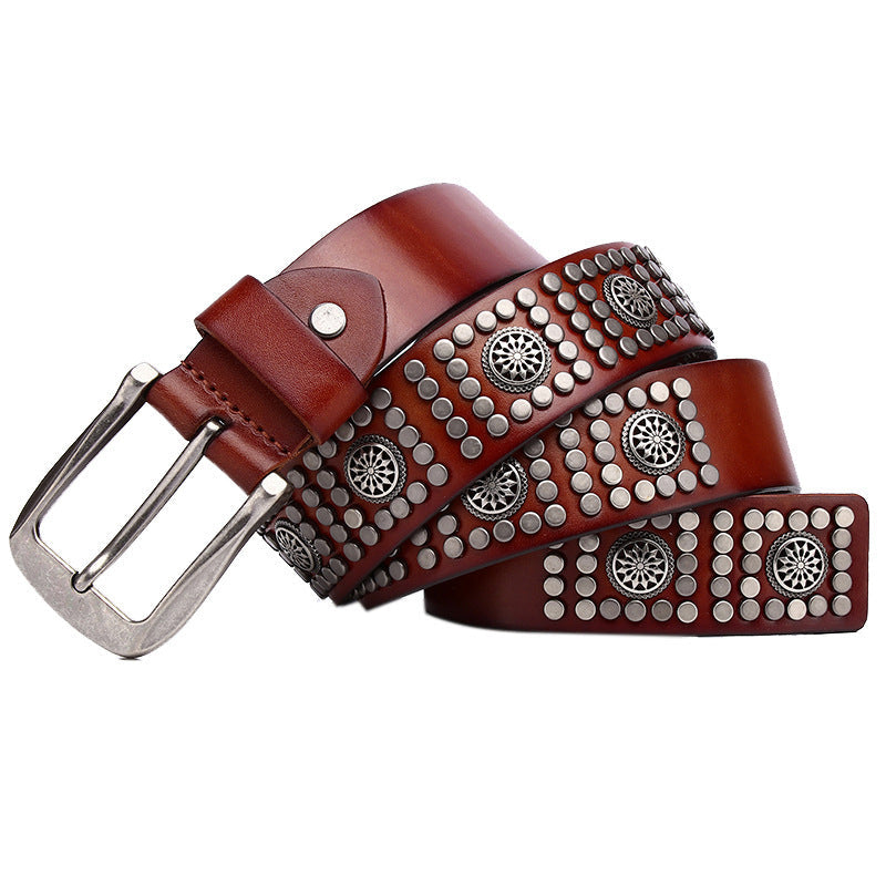 Fashion Rivet Cowhide Punk Belt