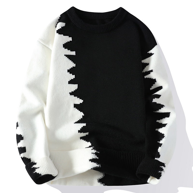 Fashion Round Neck Warm Men’s Sweater - Black / M