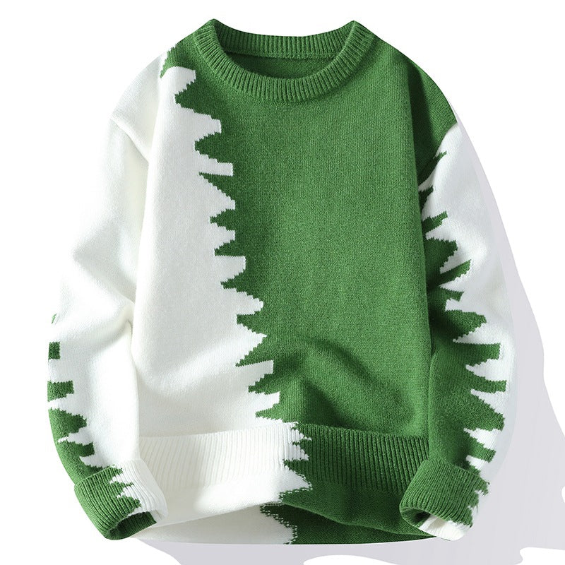 Fashion Round Neck Warm Men’s Sweater - Green / M