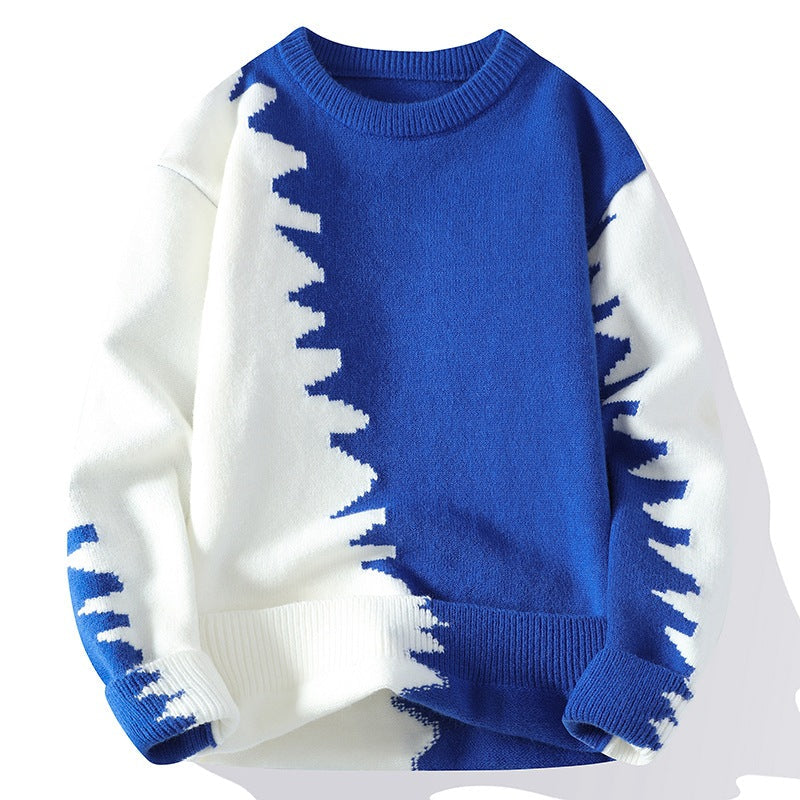 Fashion Round Neck Warm Men’s Sweater - Lake Blue / M