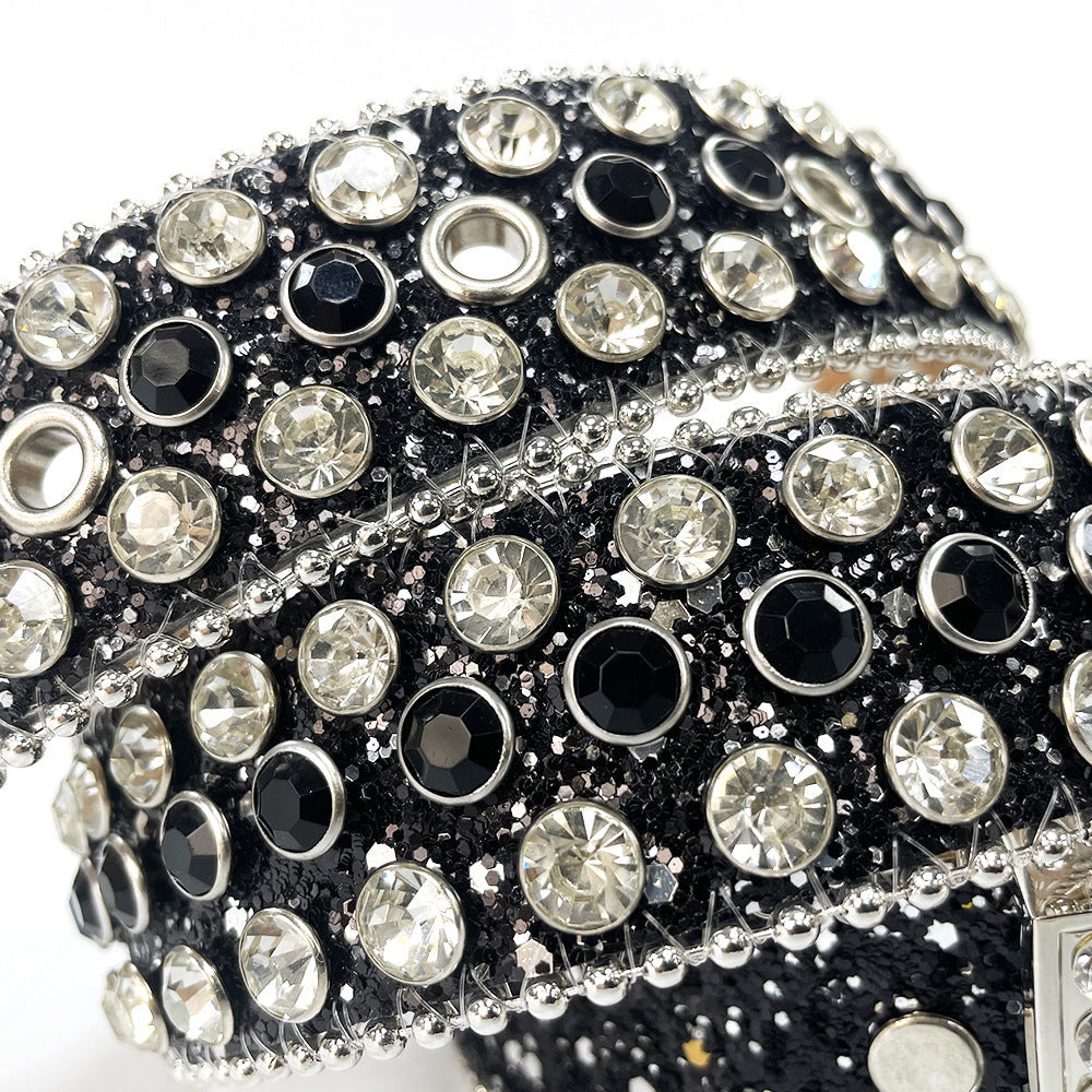 Fashion Trend Rivet Rhinestone Inlaid Belt