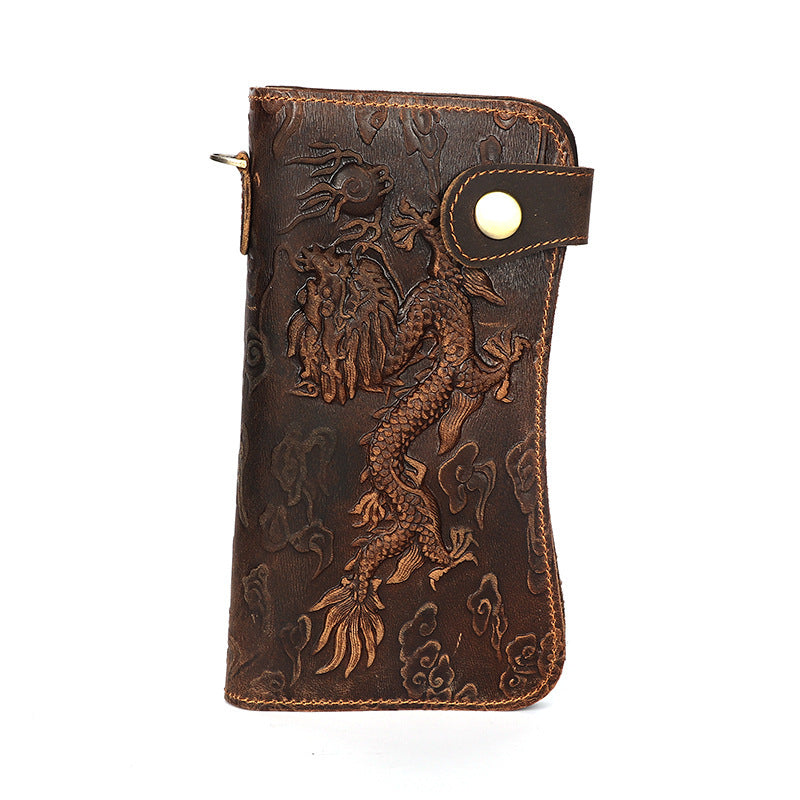 Fashion Vintage Crazy Horse Leather Men’s Wallet Embossed