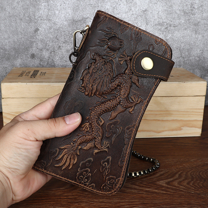 Fashion Vintage Crazy Horse Leather Men’s Wallet Embossed