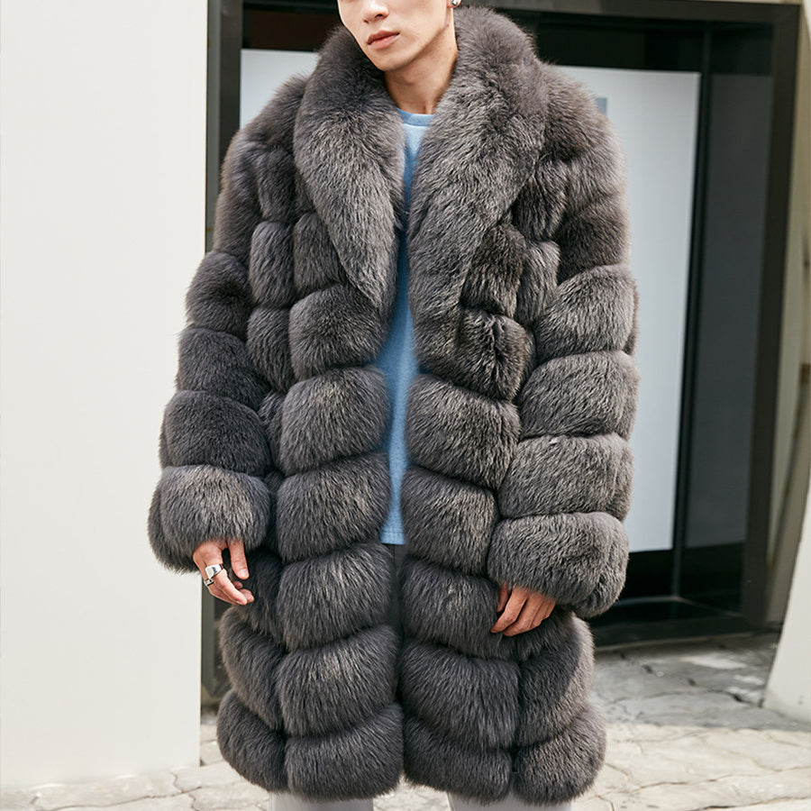 Fashionable And Personalized Fur Coat For Men - Grey / M