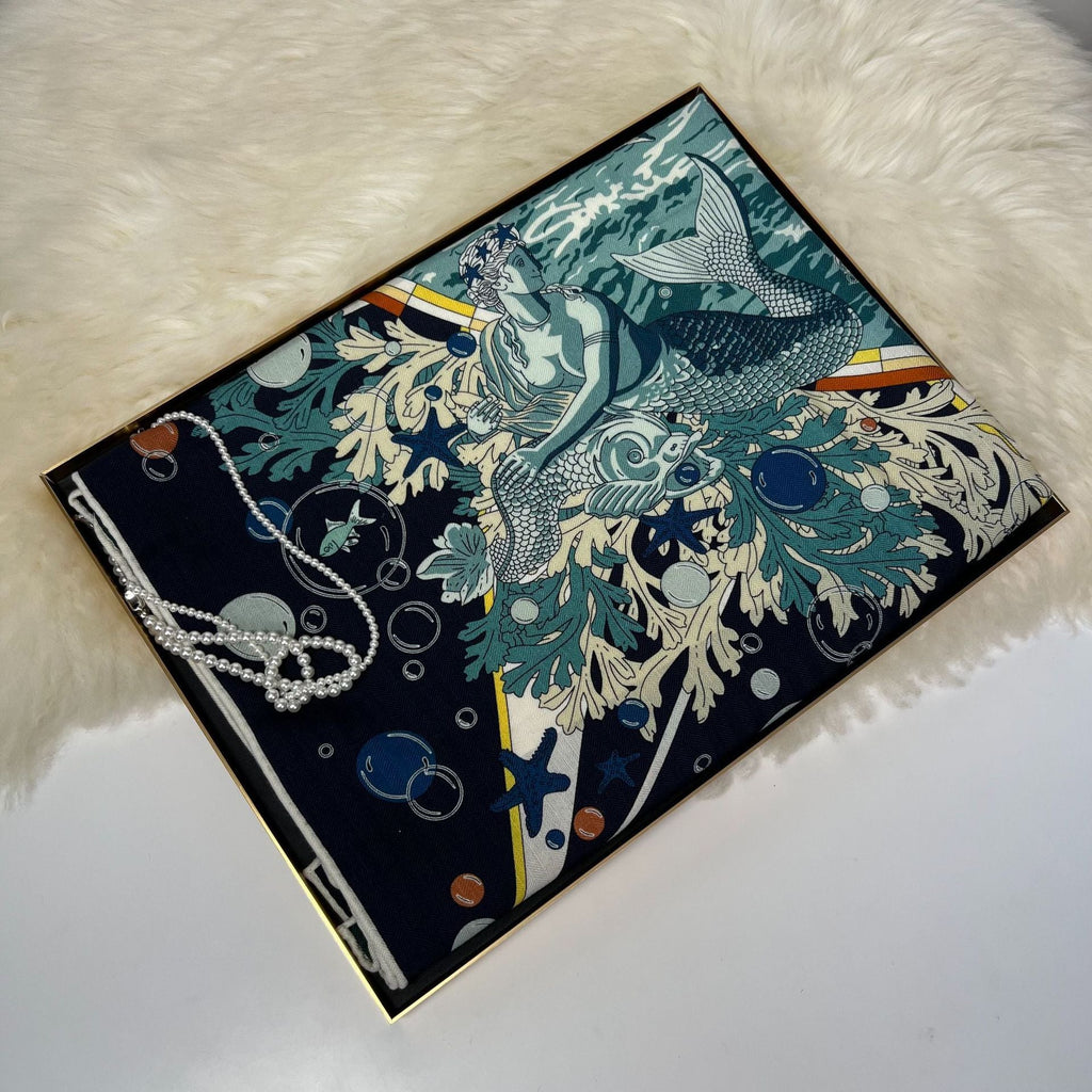 Fashionable New Silk Wool Shawl For Women - FINSBURY Cruise Ship Depth / 135cm